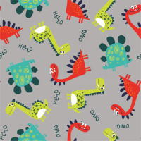 French Terry mit Dino-Muster – Angerauter Sweatstoff für Kinderkleidung French Terry mit Dino-Muster – Angerauter Sweatstoff für Kinderkleidung