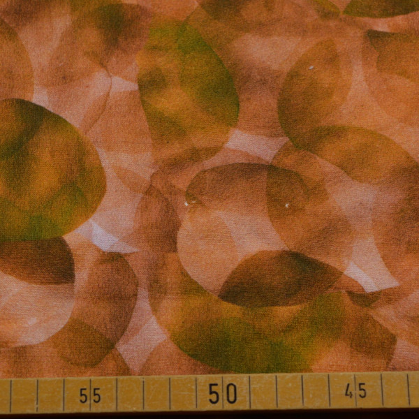 Sweatstoff mit Aquarell Kreisen in Rost | 280 g/m², weich & warm – 150 cm breit