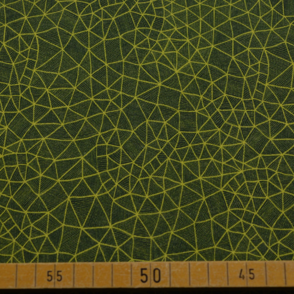 Sweatstoff mit geometrischem Linienmuster in Gelbgrün | Baumwoll-Polyester – 280g/m²