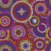 French Terry Stoff mit Mandala-Kreisen - 150 cm Breite, 250 g/m² French Terry Stoff mit Mandala-Kreisen - 150 cm Breite, 250 g/m²