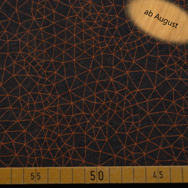 Sweatstoff mit geometrischem Linienmuster in Orange | Baumwoll-Polyester – 280g/m²