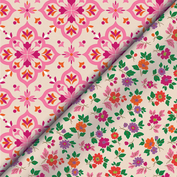 Musselin – Maribel doppellagig Ornament & Blumen, 100 % Baumwolle, 150 cm, 385 g/m²