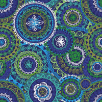 French Terry Stoff mit Mandala-Kreisen - 150 cm Breite, 250 g/m² French Terry Stoff mit Mandala-Kreisen - 150 cm Breite, 250 g/m²