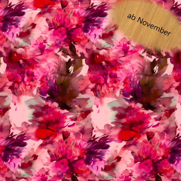 Viskose Jersey – Aquarell-Blumen in Pink & Rot, 95 % Viskose, 5 % Elasthan, 150 cm, 210 g/m²