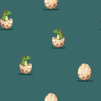 Baumwoll-Jersey mit schlüpfenden Dinosauriern – hochwertiger Stoff für kreative Kinderbekleidung. Baumwoll-Jersey mit schlüpfenden Dinosauriern – hochwertiger Stoff für kreative Kinderbekleidung.