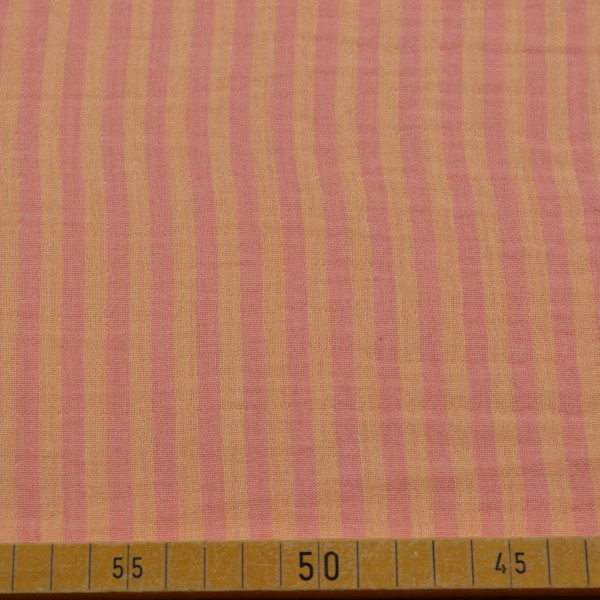 Musselin Doubleface – Garngefärbt Sorbet & Melon | Hochwertiger Baumwollstoff