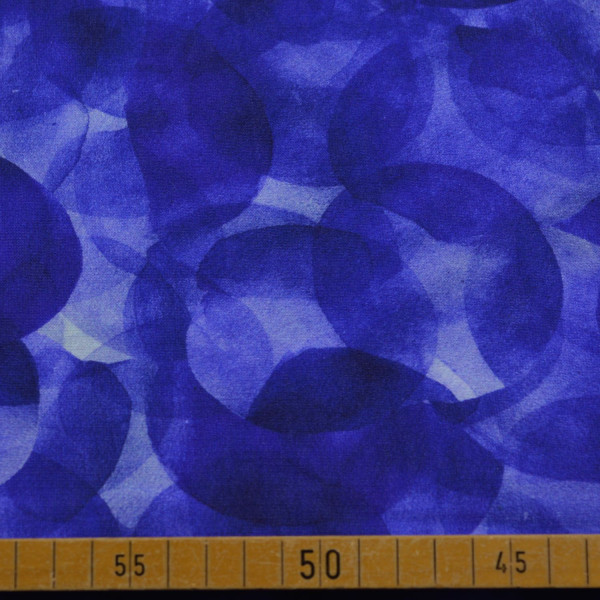Sweatstoff mit Aquarell Kreisen in Blau | 280 g/m², weich & warm – 150 cm breit