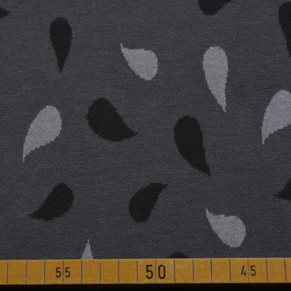 Strick Jacquard mit Tropfenmuster in Grau | 90% Baumwolle – 145-150 cm breit, 240 g/m²